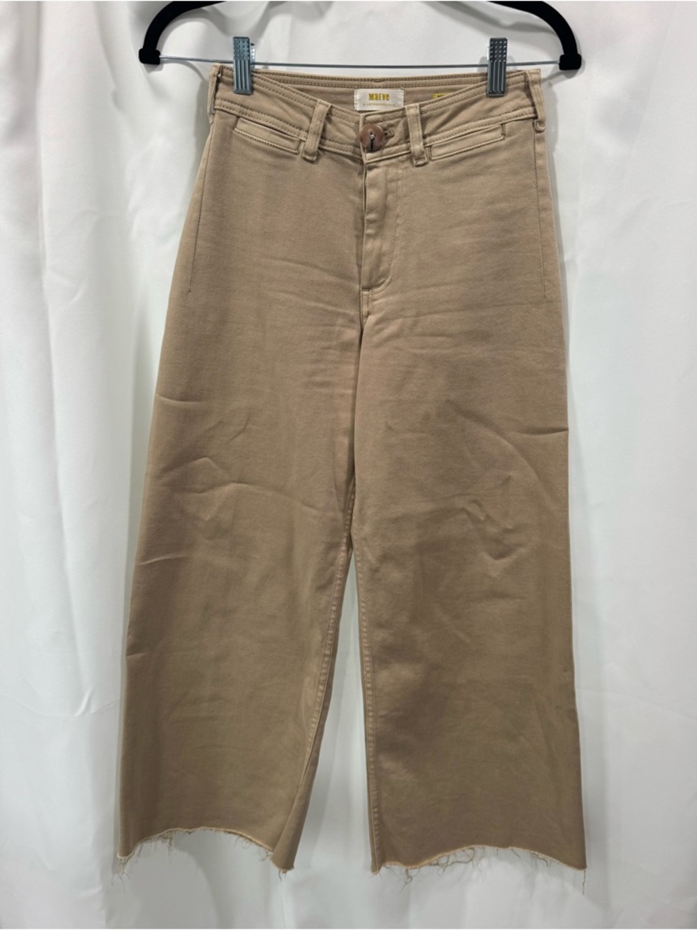 Anthropologie Maeve The Colette Cropped Wide Leg Pants Beige NWT Petite 25 - Picture 2 of 4